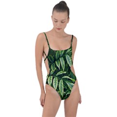 Leaves Foliage Twig Bush Plant Tie Strap One Piece Swimsuit by artworkshop