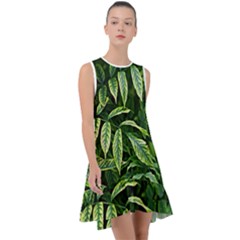 Leaves Foliage Twig Bush Plant Frill Swing Dress by artworkshop