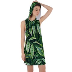 Leaves Foliage Twig Bush Plant Racer Back Hoodie Dress by artworkshop