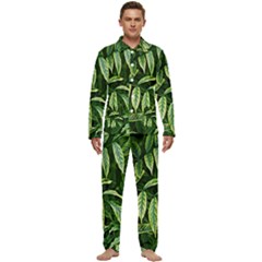 Leaves Foliage Twig Bush Plant Men s Long Sleeve Velvet Pocket Pajamas Set by artworkshop