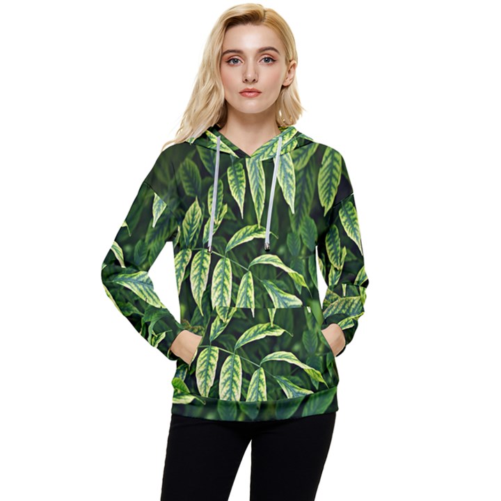 Leaves Foliage Twig Bush Plant Women s Lightweight Drawstring Hoodie