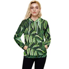 Leaves Foliage Twig Bush Plant Women s Lightweight Drawstring Hoodie by artworkshop