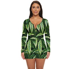 Leaves Foliage Twig Bush Plant Long Sleeve Boyleg Swimsuit by artworkshop