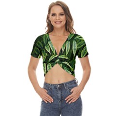 Leaves Foliage Twig Bush Plant Twist Front Crop Top by artworkshop