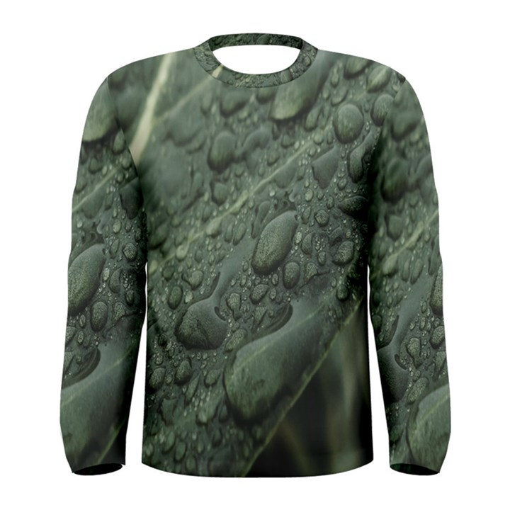 Leaves Water Drops Green  Men s Long Sleeve Tee