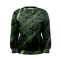 Leaves Water Drops Green  Women s Sweatshirt by artworkshop