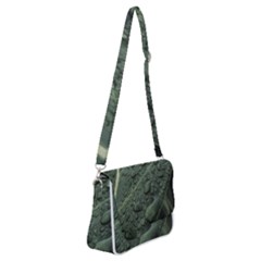 Leaves Water Drops Green  Shoulder Bag With Back Zipper by artworkshop