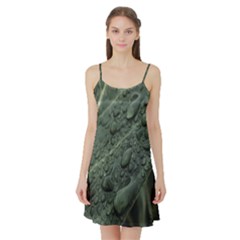 Leaves Water Drops Green  Satin Night Slip by artworkshop