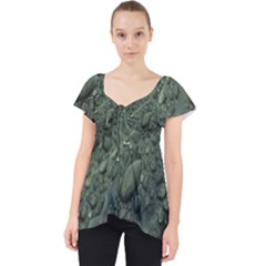 Leaves Water Drops Green  Lace Front Dolly Top by artworkshop