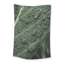 Leaves Water Drops Green  Small Tapestry by artworkshop