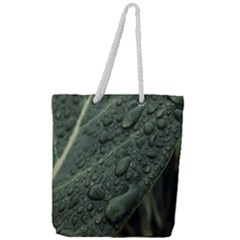 Leaves Water Drops Green  Full Print Rope Handle Tote (large) by artworkshop