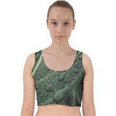 Leaves Water Drops Green  Velvet Racer Back Crop Top by artworkshop