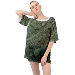 Leaves Water Drops Green  Oversized Chiffon Top by artworkshop