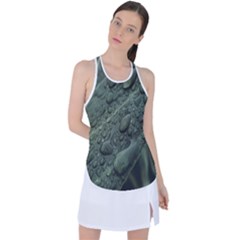 Leaves Water Drops Green  Racer Back Mesh Tank Top by artworkshop