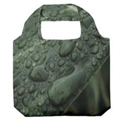 Leaves Water Drops Green  Premium Foldable Grocery Recycle Bag by artworkshop