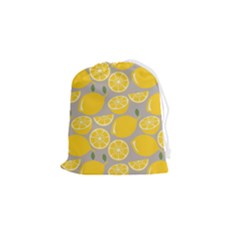 Lemon Wallpaper Drawstring Pouch (small) by artworkshop