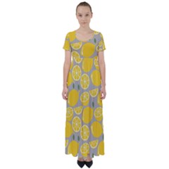 Lemon Wallpaper High Waist Short Sleeve Maxi Dress by artworkshop