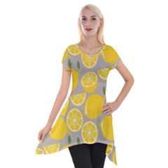 Lemon Wallpaper Short Sleeve Side Drop Tunic by artworkshop