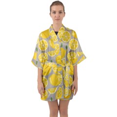 Lemon Wallpaper Half Sleeve Satin Kimono  by artworkshop