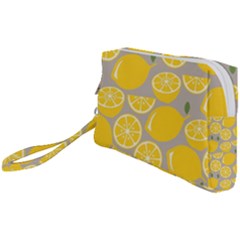 Lemon Wallpaper Wristlet Pouch Bag (small) by artworkshop