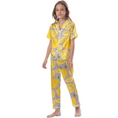 Lemon Wallpaper Kids  Satin Short Sleeve Pajamas Set by artworkshop