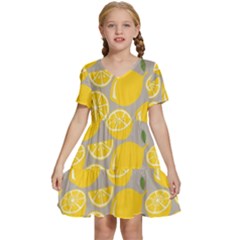 Lemon Wallpaper Kids  Short Sleeve Tiered Mini Dress by artworkshop