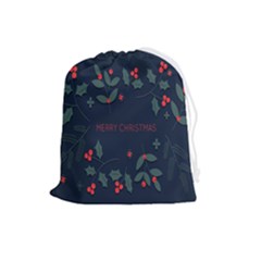 Merry Christmas Holiday Pattern  Drawstring Pouch (large) by artworkshop