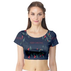 Merry Christmas Holiday Pattern  Short Sleeve Crop Top