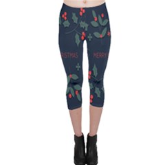 Merry Christmas Holiday Pattern  Capri Leggings  by artworkshop