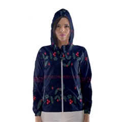 Merry Christmas Holiday Pattern  Women s Hooded Windbreaker