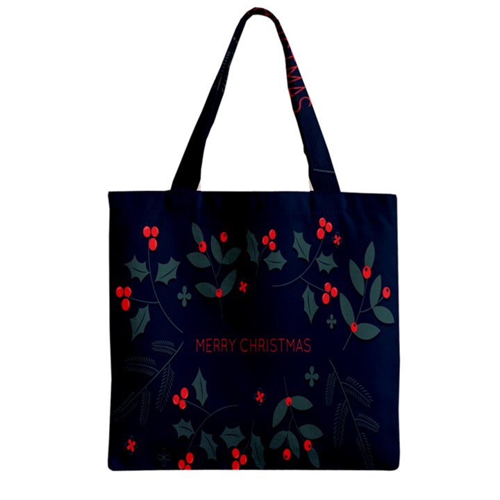 Merry Christmas Holiday Pattern  Zipper Grocery Tote Bag