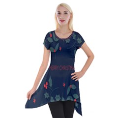 Merry Christmas Holiday Pattern  Short Sleeve Side Drop Tunic by artworkshop