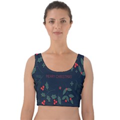 Merry Christmas Holiday Pattern  Velvet Crop Top by artworkshop