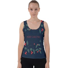 Merry Christmas Holiday Pattern  Velvet Tank Top by artworkshop