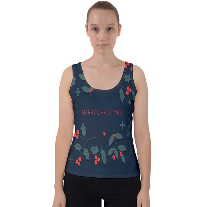 Merry Christmas Holiday Pattern  Velvet Tank Top