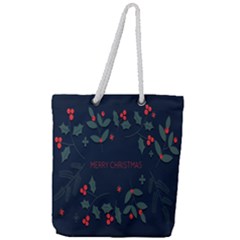 Merry Christmas Holiday Pattern  Full Print Rope Handle Tote (large)