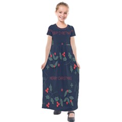 Merry Christmas Holiday Pattern  Kids  Short Sleeve Maxi Dress by artworkshop