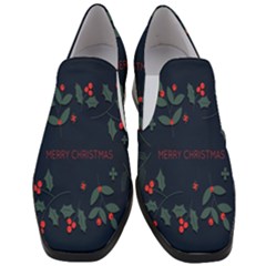 Merry Christmas Holiday Pattern  Women Slip On Heel Loafers by artworkshop