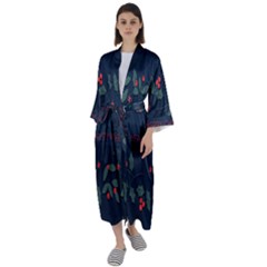 Merry Christmas Holiday Pattern  Maxi Satin Kimono by artworkshop