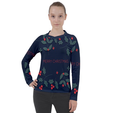 Merry Christmas Holiday Pattern  Women s Pique Long Sleeve Tee by artworkshop