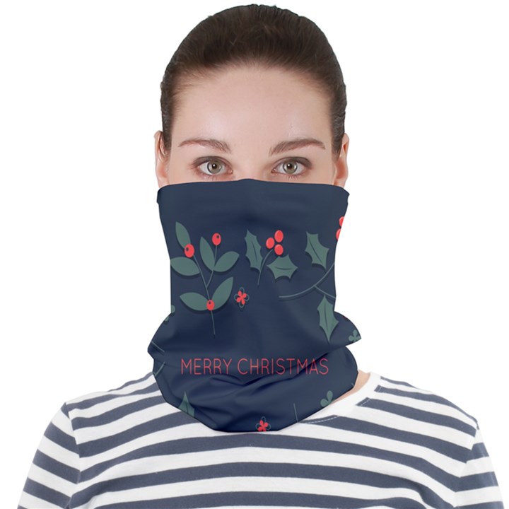 Merry Christmas Holiday Pattern  Face Seamless Bandana (Adult)