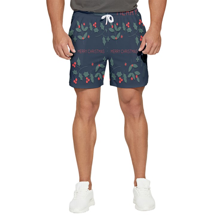 Merry Christmas Holiday Pattern  Men s Runner Shorts