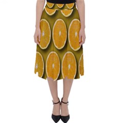 Orange Slices Cross Sections Pattern Classic Midi Skirt by artworkshop