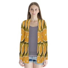 Orange Slices Cross Sections Pattern Drape Collar Cardigan by artworkshop