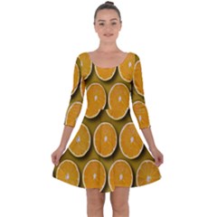 Orange Slices Cross Sections Pattern Quarter Sleeve Skater Dress by artworkshop