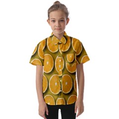 Orange Slices Cross Sections Pattern Kids  Short Sleeve Shirt by artworkshop