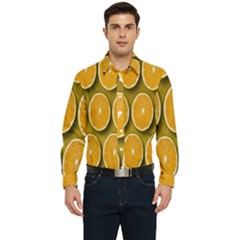 Orange Slices Cross Sections Pattern Men s Long Sleeve  Shirt by artworkshop