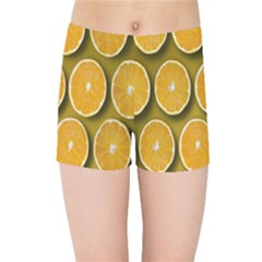 Orange Slices Cross Sections Pattern Kids  Sports Shorts by artworkshop