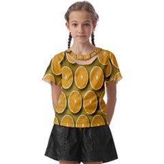 Orange Slices Cross Sections Pattern Kids  Front Cut Tee by artworkshop