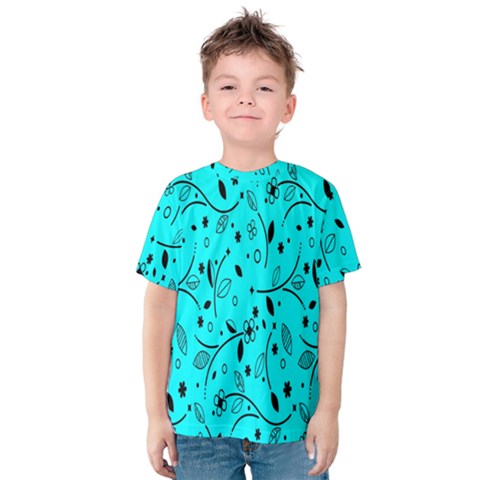 Flower Texture Textile Kids  Cotton Tee by artworkshop